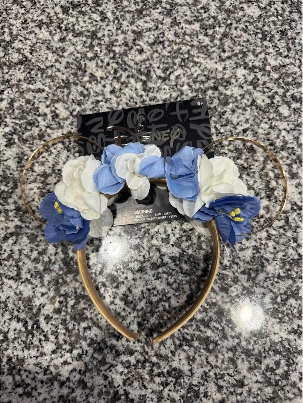 Disney Mickey Mouse Floral Ears Headband (Blue/White/Gold) - Picture 4 of 5